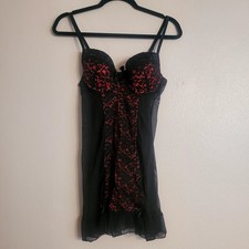 Marilyn Monroe Women's Lingerie Baby Doll Slip Dress Sz Med Black  Red