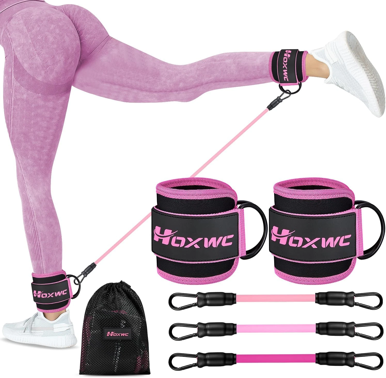 Bandas resistencia con tobilleras para gluteos piernas y entrenamiento fitness