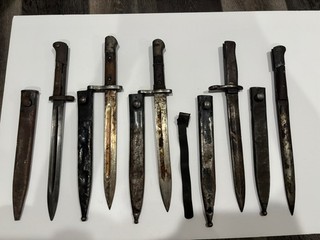 Lot of 5 Vintage WW2 Bayonets Turkish Mauser Bayonet AS.FA M1935 With Scabbards