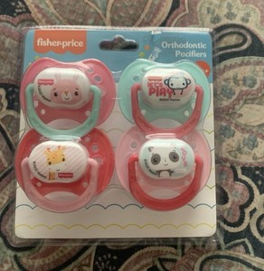 Fisher-Price Orthodontic Pacifier Girl Holder Set 4 Piece BPA Free 0m+ Baby