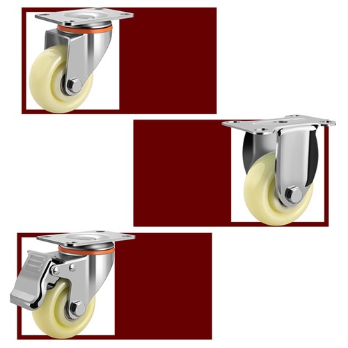 Heavy Duty Nylon Swivel Castor Wheels 40mm-125mm Trolley Furniture Caster Brake - Afbeelding 3 van 26