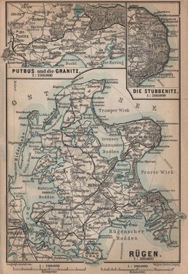 RÜGEN. Stralsund Bergen Sassnitz Sellin. Rügen Deutschland Deutschland 1900 Karte