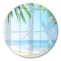 Stilvolle Wanduhr Mit Leisem Uhrwerk Tropischer Strand WeißE Zeiger Fi30 Cm