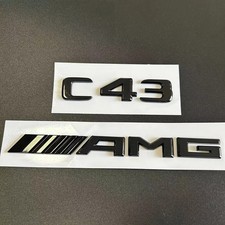 Für Mercedes Benz C43 AMG Auto Schriftzug Embleme Flache Aufkleber Schwarz Glanz