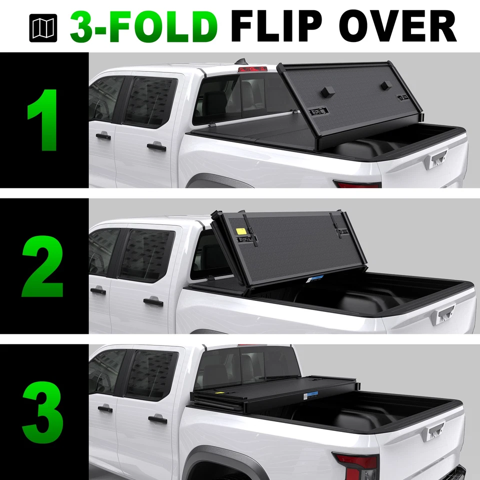 6FT 3-Fold/4-Fold FRP Hard Tonneau Cover For Ford Ranger Mazda B2300 B2500 Foto 3 de 4