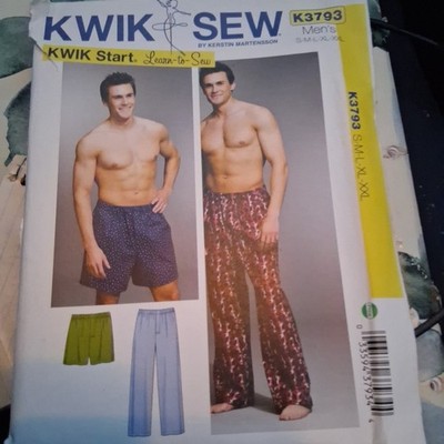Men's Pajama Pants or Shorts Learn-to-Sew Pattern (Sizes S-XXL) Kwik Sew 3793