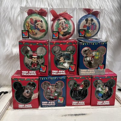 7 Enesco Disney Tree-rific Treasures Christmas Ornaments 3 Mickey Unlimited VTG