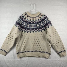 EMS Eastern Mountain Sports Woolrich Womens Vintage Wool Sweater Fair Isle L