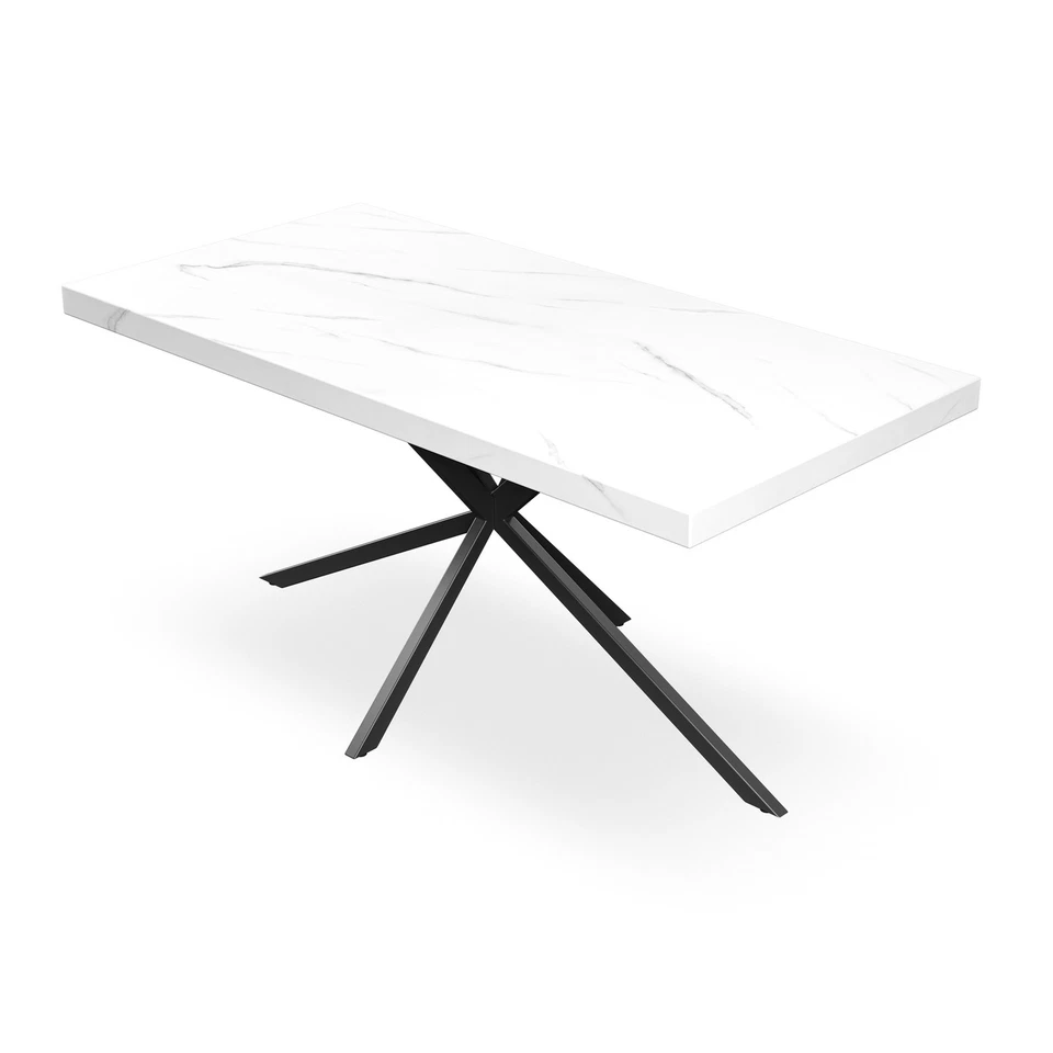 DONNI DINING TABLE AND CHAIRS - MARBLE EFFECT TOP w BLACK LEGS + NOVA CHAIR - Image 4 of 4