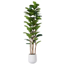 6 Ft. Artificial Fiddle Leaf Fig Tree with Realistic Leaves and Natural Trunk, S