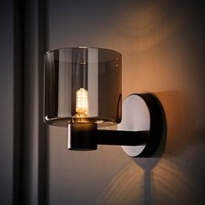 Wall Light Fitting Smoked Glass Shades Sconce Living Room bedroom Reading Lights