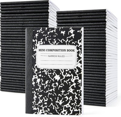 feela 70 Pack Mini Composition Notebook Bulk, Cute Pocket 70 Black 