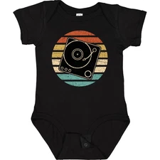Inktastic Turn Table Record Player Retro Baby Bodysuit Dj Disc One-piece Infant
