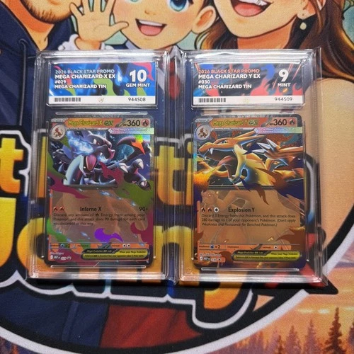 Mega Charizard Y & X Ex Black Star Promo 029 & 030 Ace 10 & Ace 9 Sequential