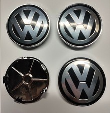4 PCS WHEEL CENTRE CAPS For Volkswagen VW Beetle Passat Jetta Touareg Black 68mm