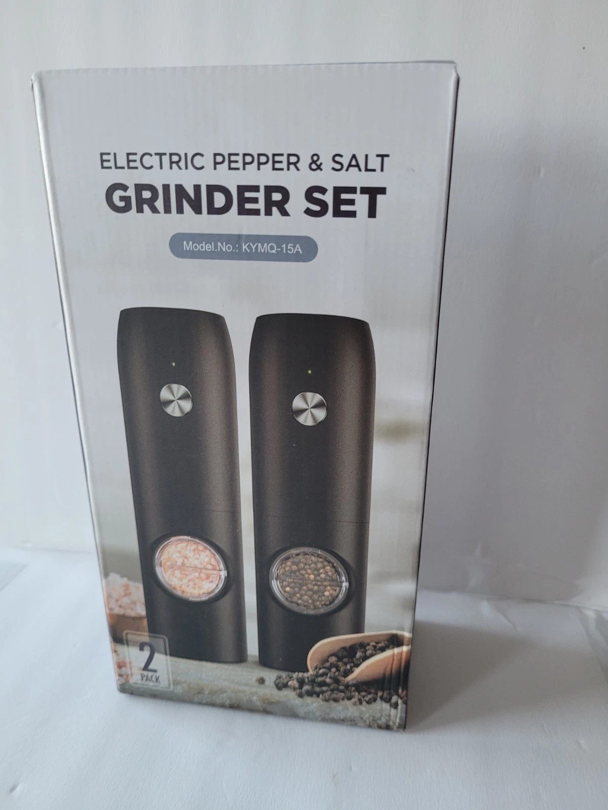 Black electric salt and pepper grinder set