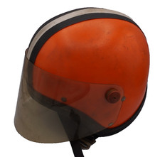 DDR Helm Sturzhelm Motorradhelm Mopedhelm Halbschale Simson MZ Orange ca. 58-60