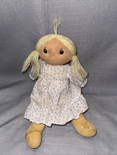 Vintage Kamar Barbara Ann Rag Doll Musical 11" Cloth Doll Yarn Hair Rare Find