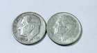 1960 D Roosevelt Dimes, 90% Silver Lot Of 2 Circulated Coins Free Shipping #8714