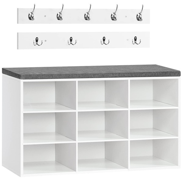 Garderobe Schuhregal Set Schuhbank Sitzbank Flur Schlafzimmer 9 FäCher Regal-image