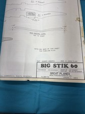 Vintage Great Planes Big Stik 60 RC Airplane Plan- Original Full Size