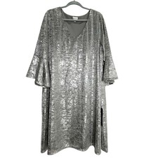 Avenue silver shift dress midi size 26 holiday party event cocktail