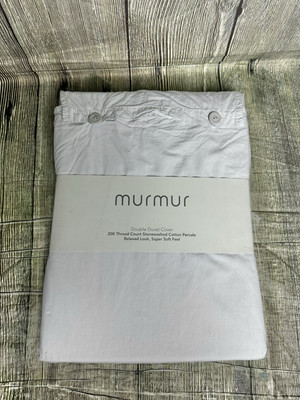 MURMUR Ruhiger BETTBEZUG 100% Baumwolle 200 Fäden Perkal Leinen Double Brandneu Grau