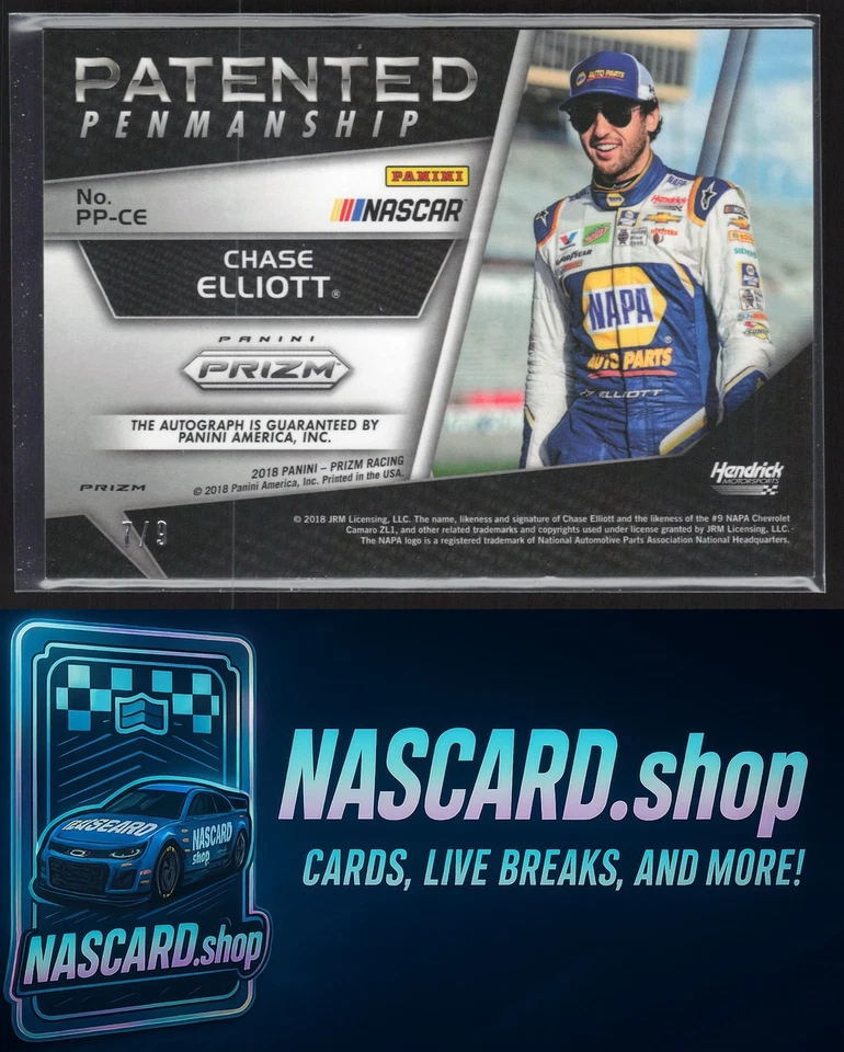 2018 Panini Prizm #PP-CE Chase Elliott Patented Penmanship Gold Prizm #/9 - Image 2 of 2