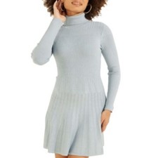 Guess Amelia Turtleneck Sweater Dress Women’s Small Blue Fit Flare Ribbed Knit