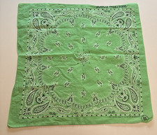Vintage Lime Green Wamcraft Bandana Western Forge Logo 100 Cotton USA RN 14193