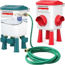 Float-Controlled Automatic Chicken Waterer & No Waste Feeder Kits - Chicken Coop