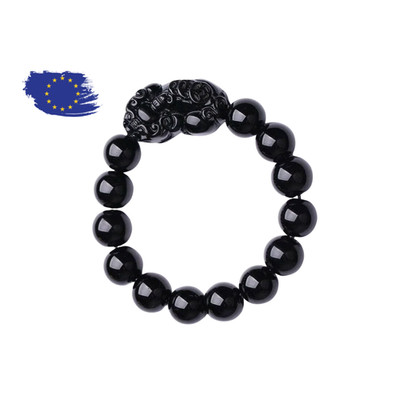 Pixiu Feng Shui schwarz Armband Obsidian Stein Perlen ziehen Reichtum an Viel Glück