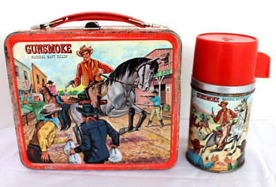 Gunsmoke Metal Lunch Box /Thermos with Stopper & Cup Aladdin