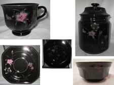 Mikasa EBONY MEADOW Black Pink Yellow Floral Dishes you pick what you need