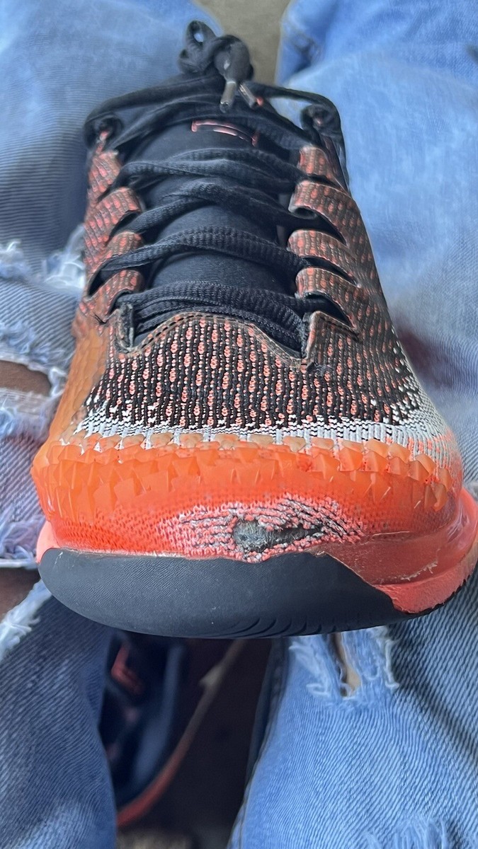 nike men's court air zoom vapor x knit tennis shoes mtlc dark grey and total orange