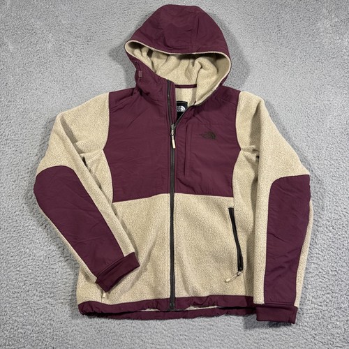 The North Face Women’s Denali Jacket Small Zip Up Fleece Colorblock Maroon Hood