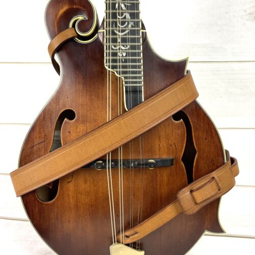 Mandolina, correa de mandola de cuero de grano premium marrón retro Walker & Williams M-10 - Imagen 2 de 11