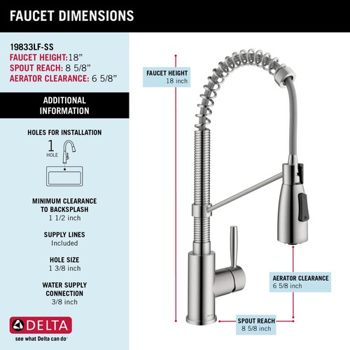 NEU Delta 18" herunterziehbare hohe Bogen Einhand Küchenarmatur Edelstahl - Bild 4 von 4