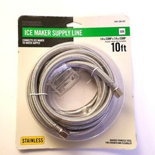 Ice Maker Supply Line Hose Braided Stainless Steel 10' 1/4" x 1/4" Everbilt