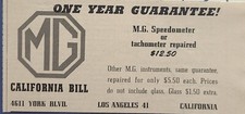 Mg Speedometer Tachometer California Bill Los Angeles Ca Vintage Print Ad 1950