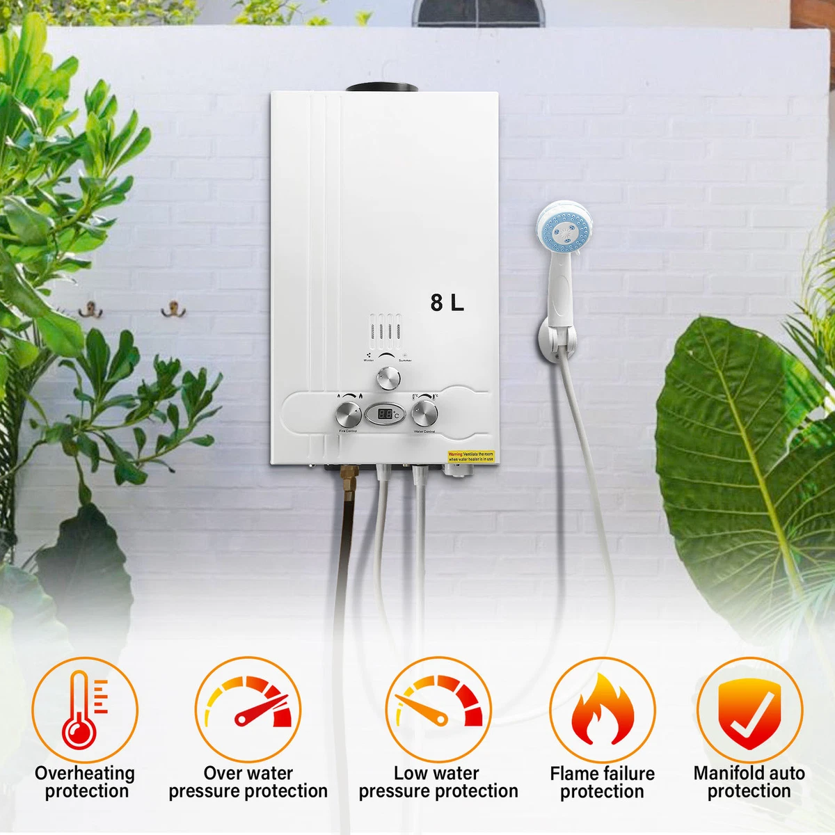 8L 2GPM Tankless LPG Liquid Propane Gas Hot Water Heater On Demand Water  Boiler | eBay
