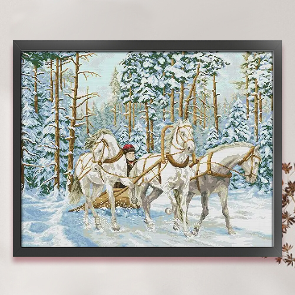 Full Embroidery Eco-cotton Thread 14CT Printed Cartoon Cross Stitch Kit ...