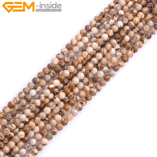 Natural Picture Jasper Stone Loose Beads Faceted For Jewelry Making strand 15" - Picture 14 of 43