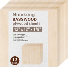 12 Pack Basswood Sheets 1/8 Inch,12"X12"X1/8" Plywood Sheets,3Mm Basswood for La