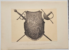 1858 ART TREASURES BOOK Exhibition METALLIC Chromo Print CORSLET RAPIERS WINDSOR