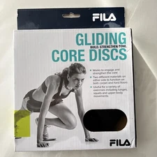 Fila Gliding Discs Core Strength Workout Gear One Pair Black New Sealed Box 6in