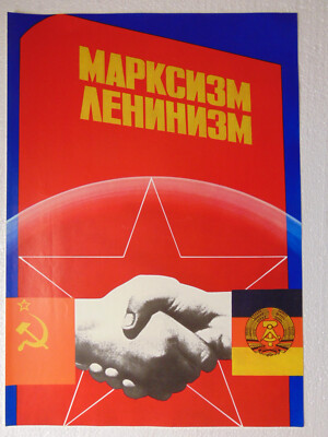 Original Friendship Popaganda Poster Soviet Peace DDR Germany Marxism Leninism