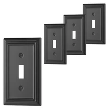 DEWENWILS 4-Pack Toggle Wall Plates, Metal Light Switch Cover with Black Finish,