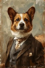 A DOG IN A SUIT ANIMAL CANVAS PICTURE PRINT WALL ART