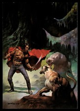 Comic Images Boris Fantasy Art Exotic Card # 40 Wilderness Man Against Big Cats